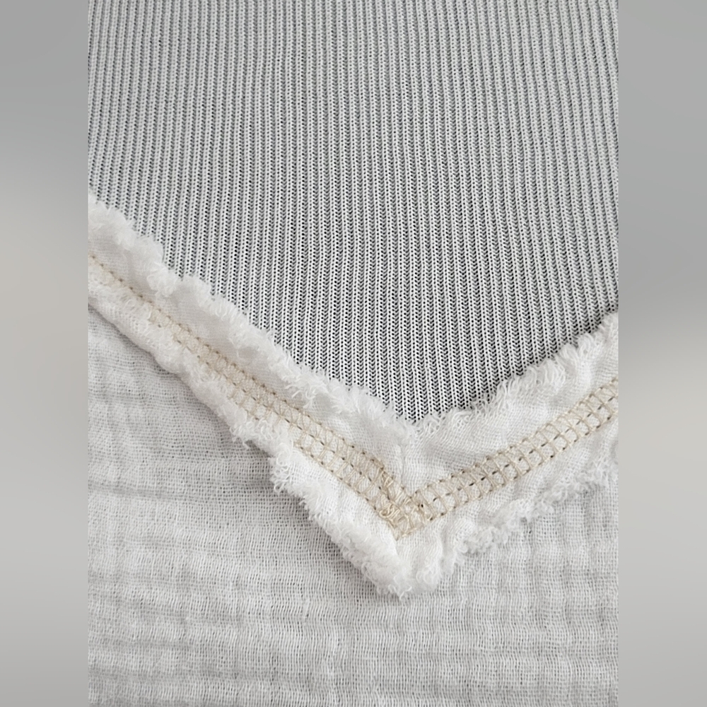 La Miel Women's Shirt White Textured Gauze Short Sleeve Rustic Hem Oversized Sm - Picture 6 of 12